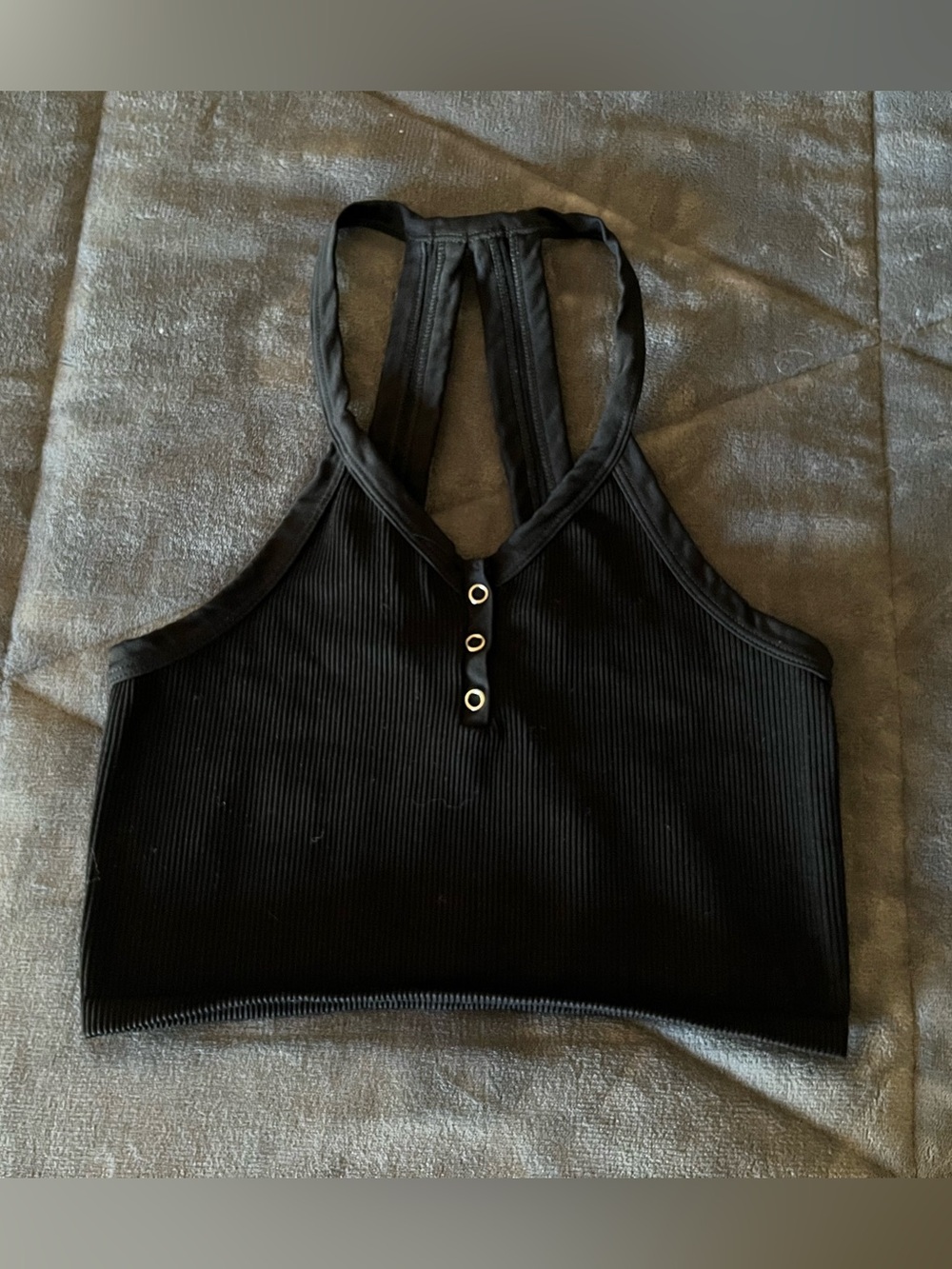 Black Ribbed Racerback Crop Top - Free People